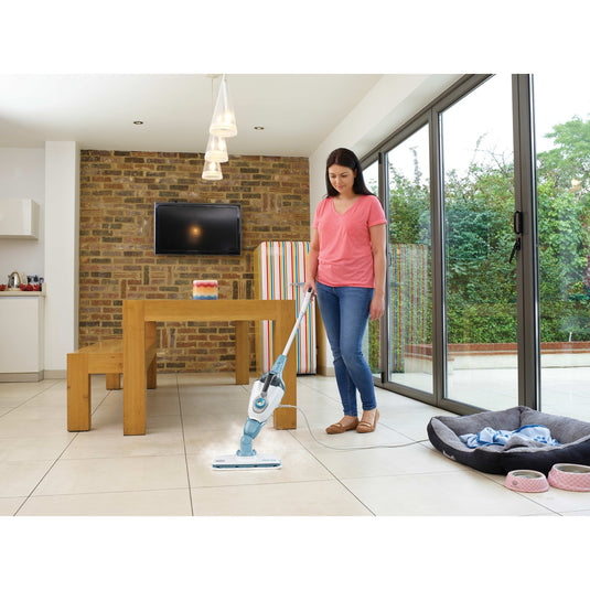 Black+decker fsmh1321 1600w steam-mop met 6 accessoires stoomreiniger (wit blauwgrijs)