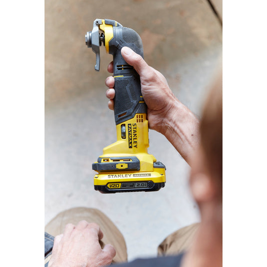 Stanley fatmax v20 18v multitool multifunctioneel gereedschap (geel zwart, koffer, 2 accu's (2.0ah) en oplader (2a) inbegrepen)