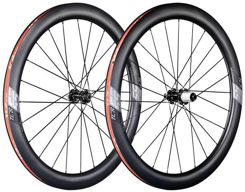 Load image into Gallery viewer, Vision service course 55 disc clincher tlr carbon wheelset

