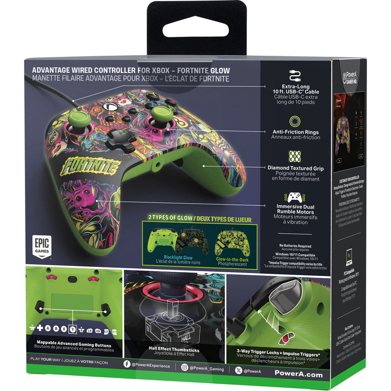Afbeelding laden in galerijviewer, Powera advantage controller met kabel voor de xbox series x|s - fortnite: glow (neongroen, xbox series x|s, xbox one, pc)

