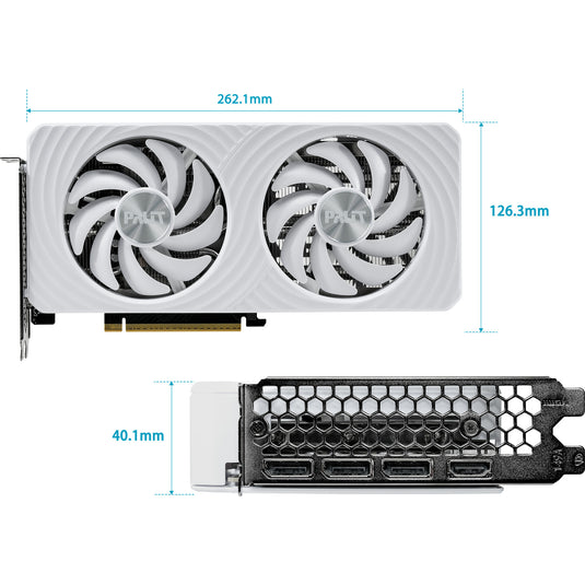 Palit geforce rtx 5060 oc white 8gb grafische kaart (wit, dlss 4, 3x displayport, 1x hdmi 2.1)