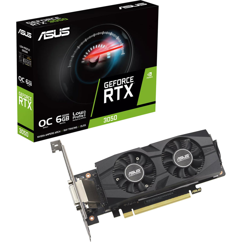 Afbeelding laden in galerijviewer, Asus geforce rtx 3050 lp brk oc edition 6gb gddr6 grafische kaart (1x displayport, 1x hdmi 2.1, 1x dvi-d)

