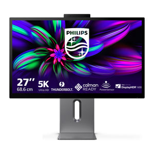 Philips brilliance 27e3u7903 27 5k ultra hd monitor (grijs, 1x hdmi, 2x usb-c, 2x usb-a, 2x thunderbolt, 1x rj-45, webcam)