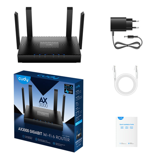Cudy ax3000 gigabit wi-fi 6 mesh router (zwart, mesh)