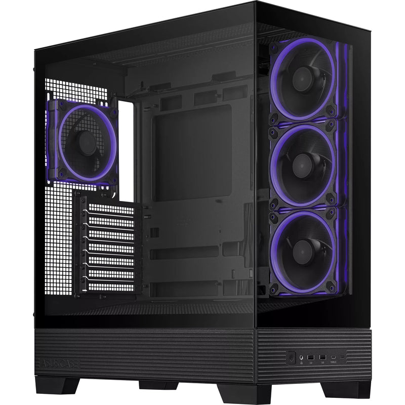 Load image into Gallery viewer, Asus a31 plus midi tower behuizing (zwart | 2x usb-a | 2x usb-c | tempered glass)
