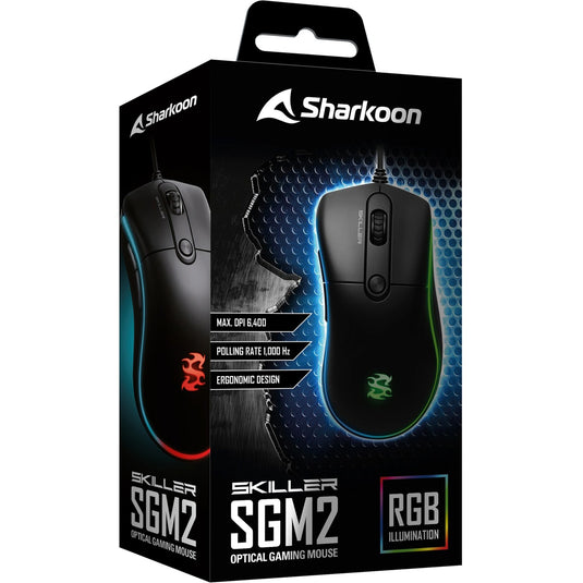Sharkoon skiller sgm2 optische gaming muis (zwart, 400 - 6400 dpi, rgb leds)