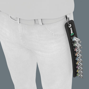 Wera belt b 3 torx® hf zyklop bitdoppen set torx dopsleutel (zwart zilver, met vasthoudfunctie, 3 8 -aandrijving, 9-delig)