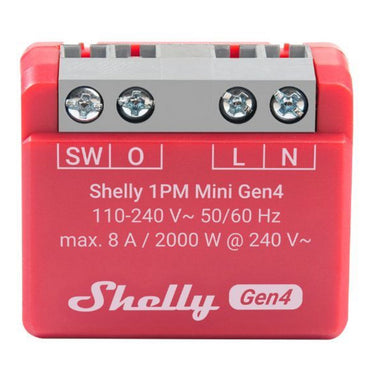 Shelly 1pm mini gen4 relais (rood, bluetooth 4.2, wi-fi)