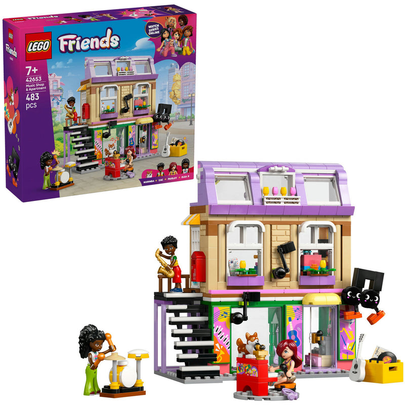 Afbeelding laden in galerijviewer, Lego friends - muziekwinkel en appartement constructiespeelgoed (42653)
