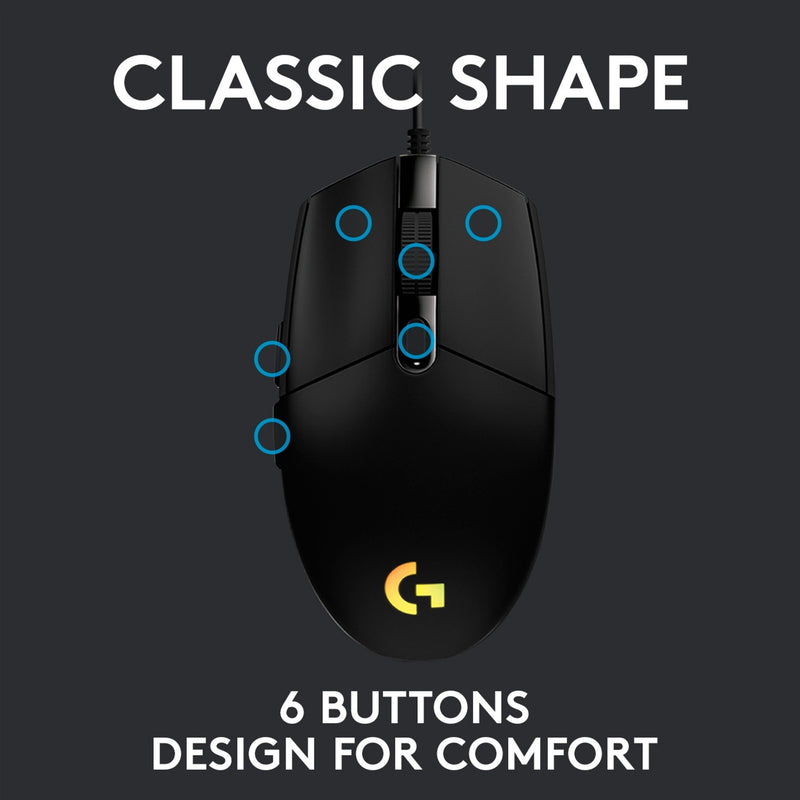 Afbeelding laden in galerijviewer, Logitech g203 lightsync gaming muis (zwart, 200 - 8000 dpi, rgb leds)
