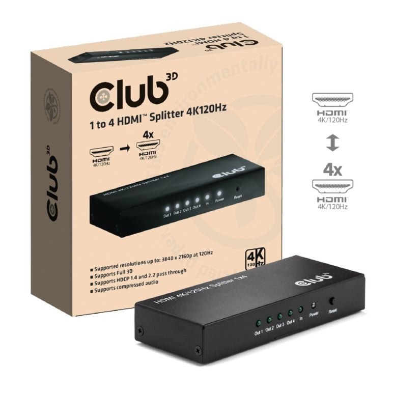 Load image into Gallery viewer, Club 3d hdmi splitter 1x > 4x hdmi 4k 120hz (zwart)
