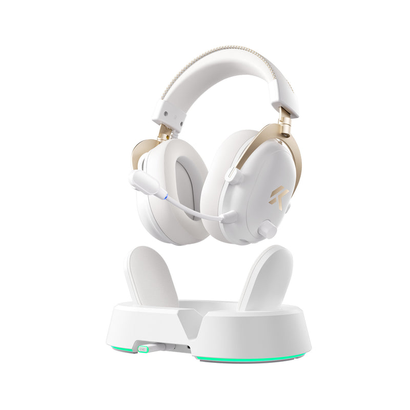 Afbeelding laden in galerijviewer, Mchose v9 turbo+ magnetic wireless over-ear gaming headset (hoogglans wit goud, nintendo switch, playstation 4, playstation 5, mobiel, pc, 2.4g bluetooth usb)
