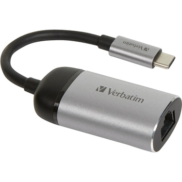 Verbatim usb 3.2 gen 1 adapter, usb-c > rj-45 (zilver zwart, 10cm, gigabit lan 10 100 1000 mbit s)