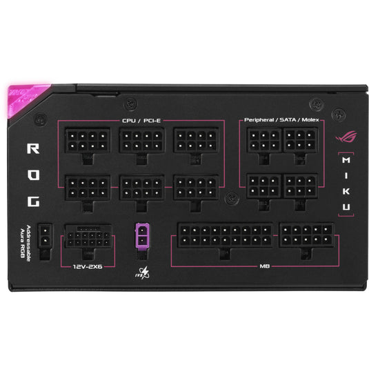 Asus rog thor platinum iii hatsune miku edition modulaire 1200 watt voeding (zwart, 1x 12v-2x6, 4x pcie)