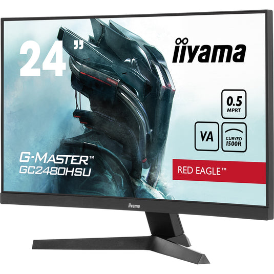 Iiyama g-master red eagle gc2480hsu-b1 23.6 curved gaming monitor (zwart, 2x hdmi, displayport, 2x usb-a, 180 hz)