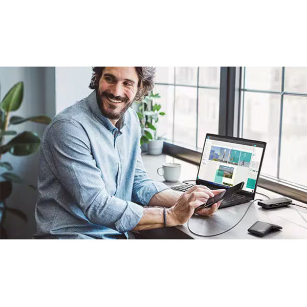 Load image into Gallery viewer, Lenovo usb-c-travel dock voor 2 schermen (met adapter) dockingstation (zwart)
