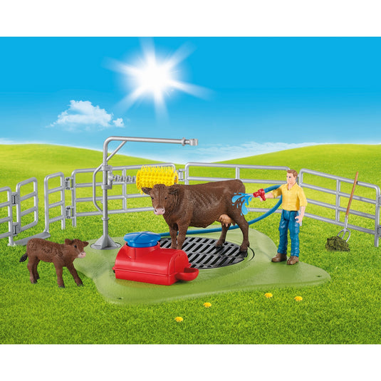 Schleich farm world - koe wasstation speelfiguur (42529)