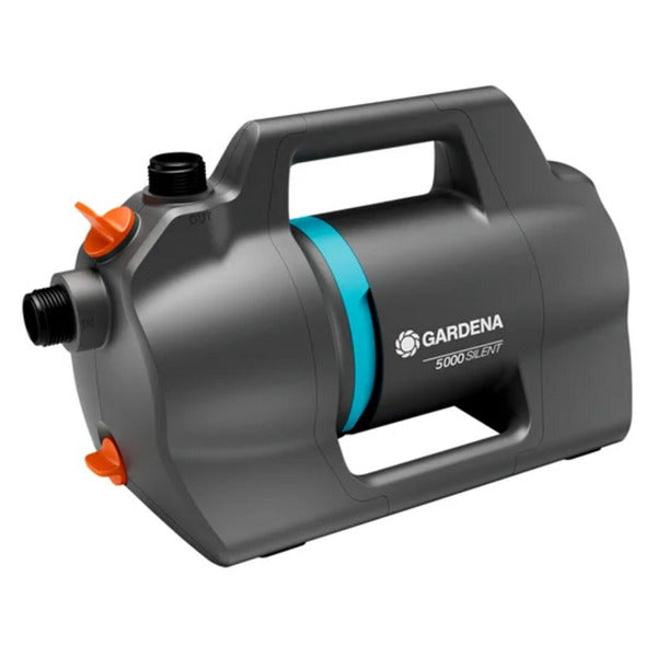 Load image into Gallery viewer, Gardena besproeiingspomp 5000 silent set met slang en aanzuigunit (donkergrijs turquoise, 9081-20 | pomp | 20 m slang | 3,5 m aanzuigunit)
