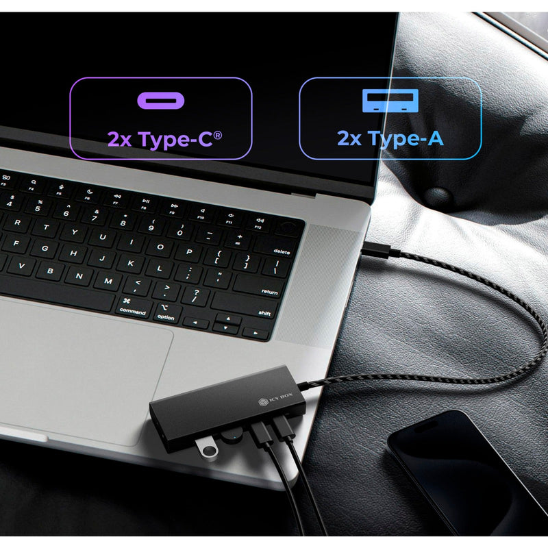Load image into Gallery viewer, Icy box ib-hub1436-cpd usb-hub (zwart, 2x usb-a, 2x usb-c)
