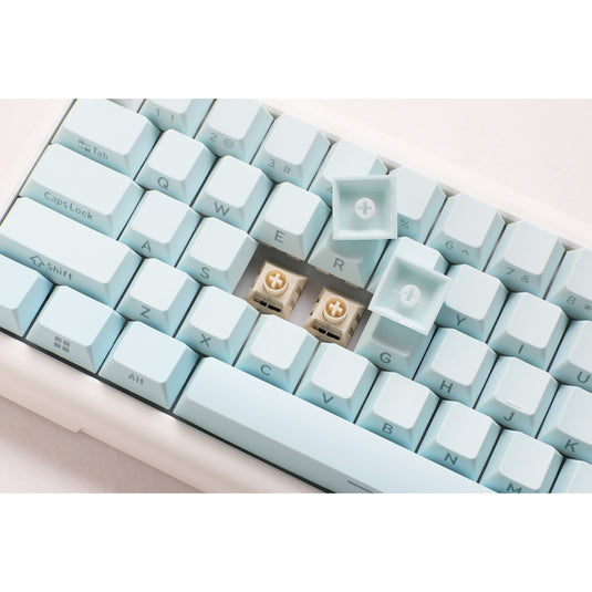 Ducky projectd tinker 65 - pom edition met qmk via, toetsenbord (lichtblauw wit, us lay-out, kailh box cream pro, rgb led, double-shot pbt, hot-swappable pom, gasket mount, 65%)