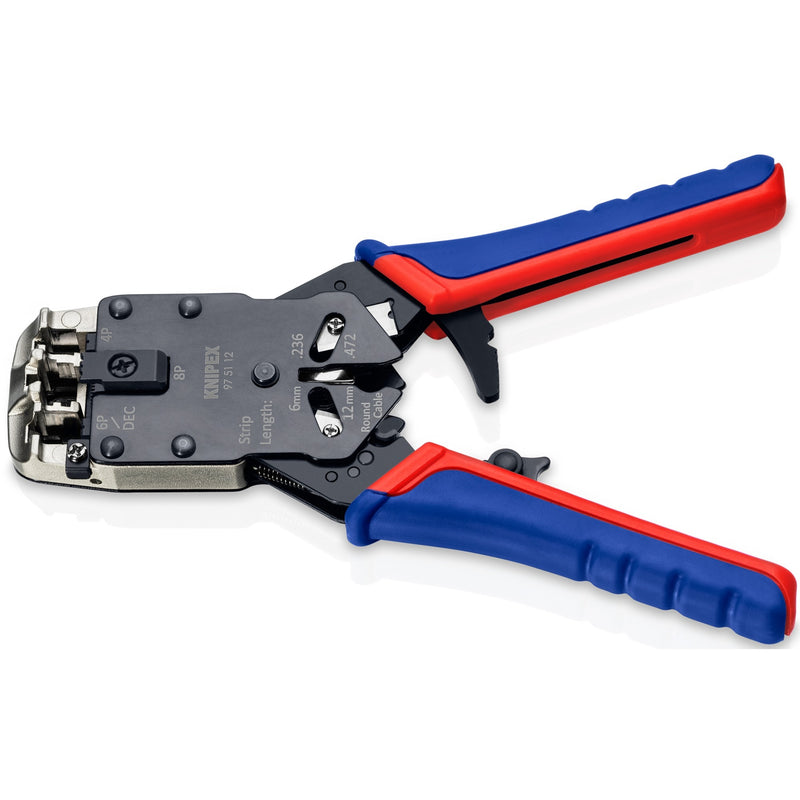 Load image into Gallery viewer, Knipex krimptang 97 51 12 sb (blauw rood, rj-10, rj-11 12 en rj-45)
