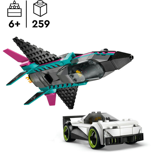 Lego city jet vs. car6 constructiespeelgoed