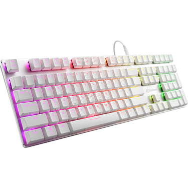 Sharkoon purewriter rgb mechanisch gaming toetsenbord (wit, us lay-out (qwerty), kailh choc low profile red, 100%, rgb leds)