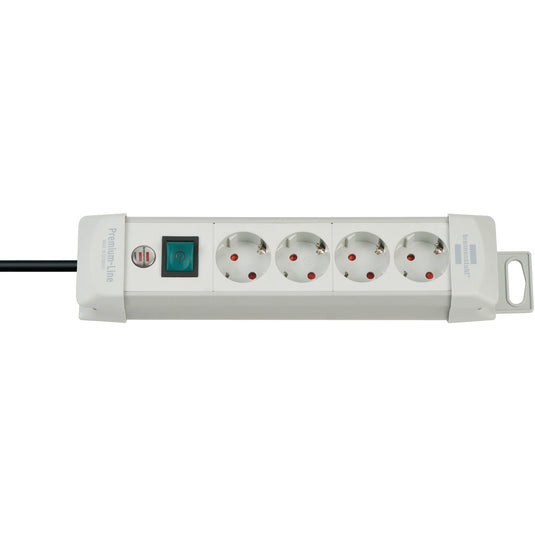 Brennenstuhl premium-line 4-voudig stekkerdoos met schakelaar 1955540100 stekkerdoos (lichtgrijs)