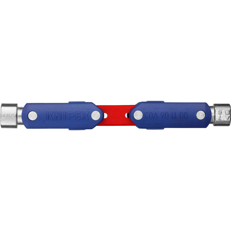 Load image into Gallery viewer, Knipex schakelkastsleutel doublejoint 00 11 06 v03 dopsleutel (blauw rood)
