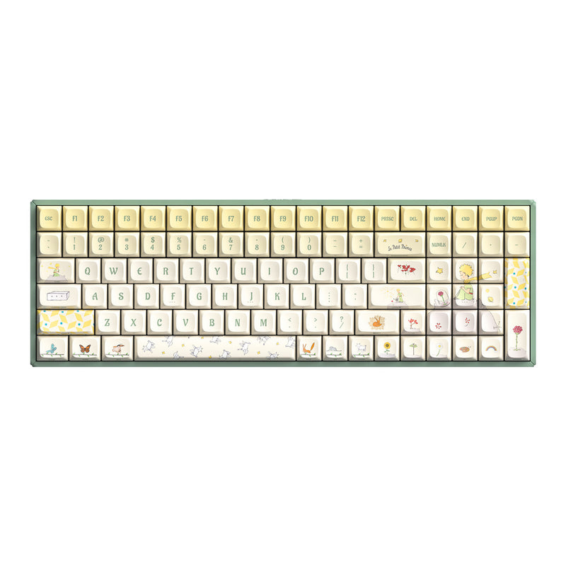 Load image into Gallery viewer, Iqunix f97 floral date rgb mechanisch gaming toetsenbord (groen, us lay-out (qwerty), iqunix little prince, 96%, rgb leds, hot-swappable, pbt, 2.4ghz | bluetooth 5.1 | usb-c)
