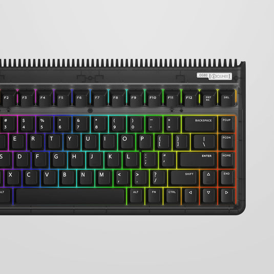 Iqunix og80 dark side wireless mechanical keyboard, gaming toetsenbord (zwart, us lay-out, cherry mx blue, rgb leds, 80% (tkl), hot-swappable, pbt, 2.4ghz | bluetooth 5.1 | usb-c)