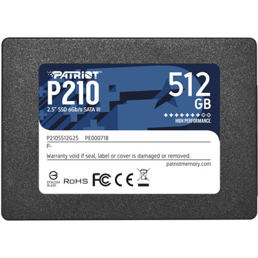 Patriot p210, 512 gb ssd (zwart, p210s512g25, sata iii)