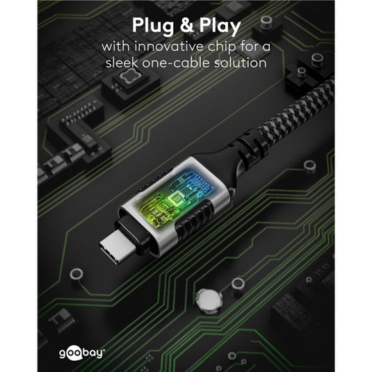 Goobay netwerkadapter usb-c 3.2 gen1 naar rj-45 (zwart zilver, 2 meter)