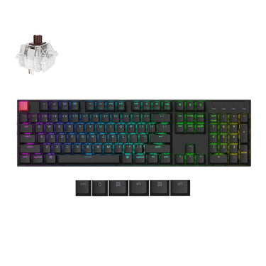 Keychron k10x-h3 rgb mechanisch toetsenbord (zwart, us lay-out (qwerty), super brown, 100%, rgb, cherry double-shot pbt keycaps, hot swap, bluetooth usb-c)