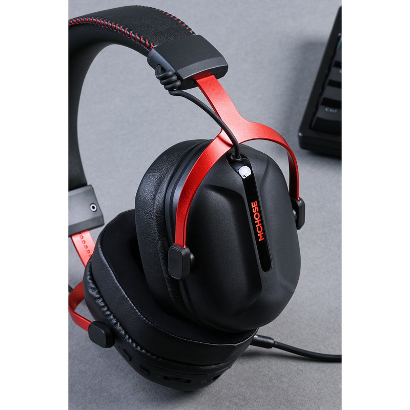 Cargue la imagen en el visor de la galería, Mchose s9 pro wireless over-ear gaming headset (zwart rood, pc laptop playstation switch smartphone, 2.4g bluetooth wired type-c )
