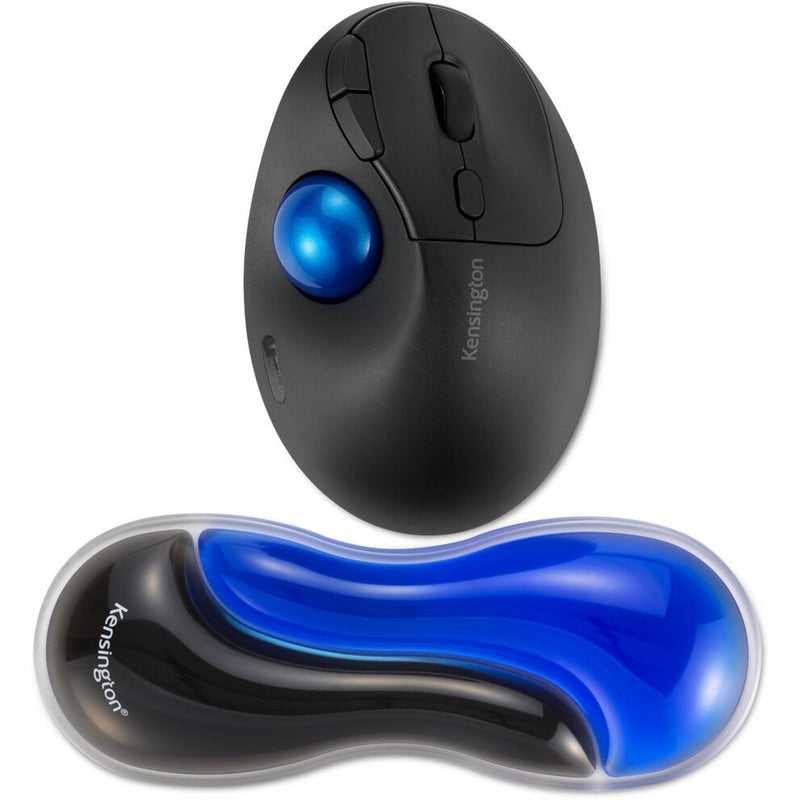 Afbeelding laden in galerijviewer, Kensington slim duo gel mouse trackball wrist rest polssteun (blauw zwart)

