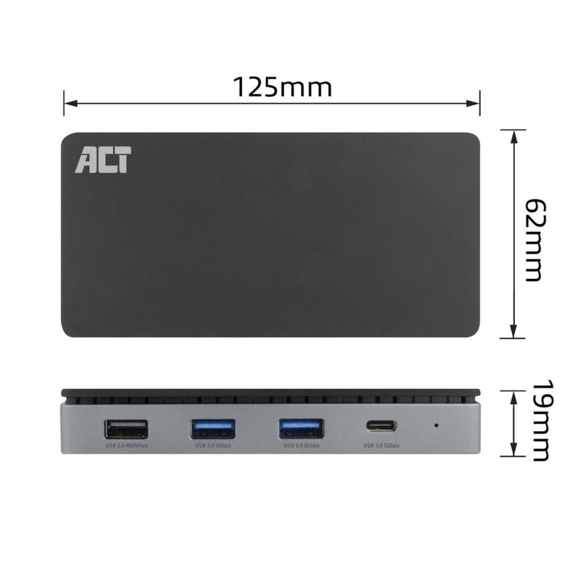 Load image into Gallery viewer, Act connectivity usb-c 4k mst dockingstation (zwart grijs)
