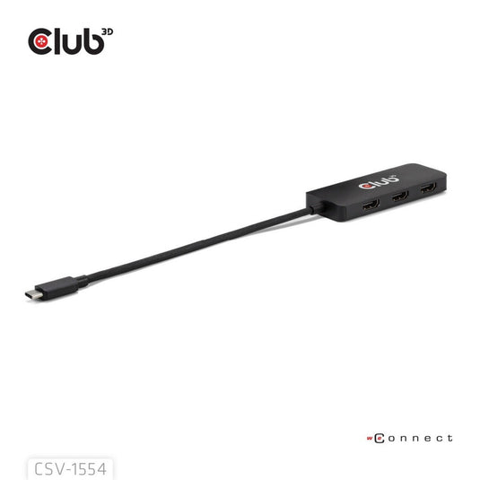 Club 3d usb-c naar 3x hdmi hub (zwart)