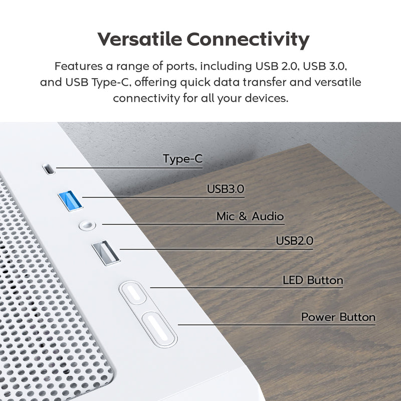 Load image into Gallery viewer, Montech x5 midi tower behuizing (wit | 2x usb-a | 1x usb-c | tempered glass)

