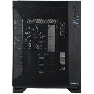 Chieftec visio air midi tower behuizing (zwart | 2x usb-a | 1x usb-c | tempered glass)