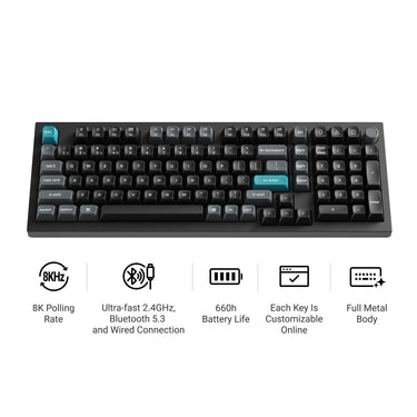 Keychron q5 ultra-m3 8k wireless custom mechanical keyboard (wit, us lay-out (qwerty), silk pom red, 96%, rgb, hot swap, 8k, 2.4 ghz | bluetooth 5.2 | usb-c)