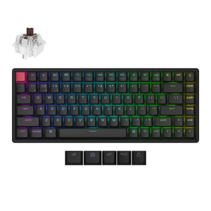 Keychron k2 qmk-c3 rgb mechanisch toetsenbord (zwart, us lay-out (qwerty), super brown, 75%, rgb, cherry double-shot pbt, bluetooth 5.2 | usb-c)