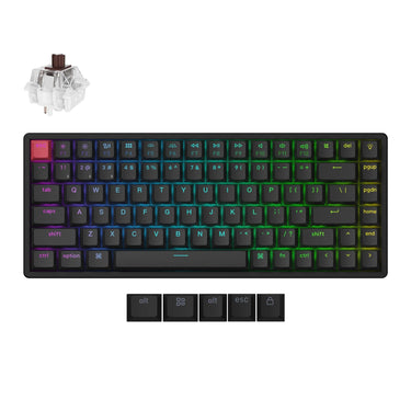 Keychron k2 qmk-c3 rgb mechanisch toetsenbord (zwart, us lay-out (qwerty), super brown, 75%, rgb, cherry double-shot pbt, bluetooth 5.2 | usb-c)