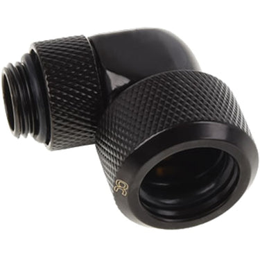 Alphacool eiszapfen 16 mm hardtube compressiefitting 90° draaibaar g1 4 verbinding (zwart, gekarteld, diep zwart)