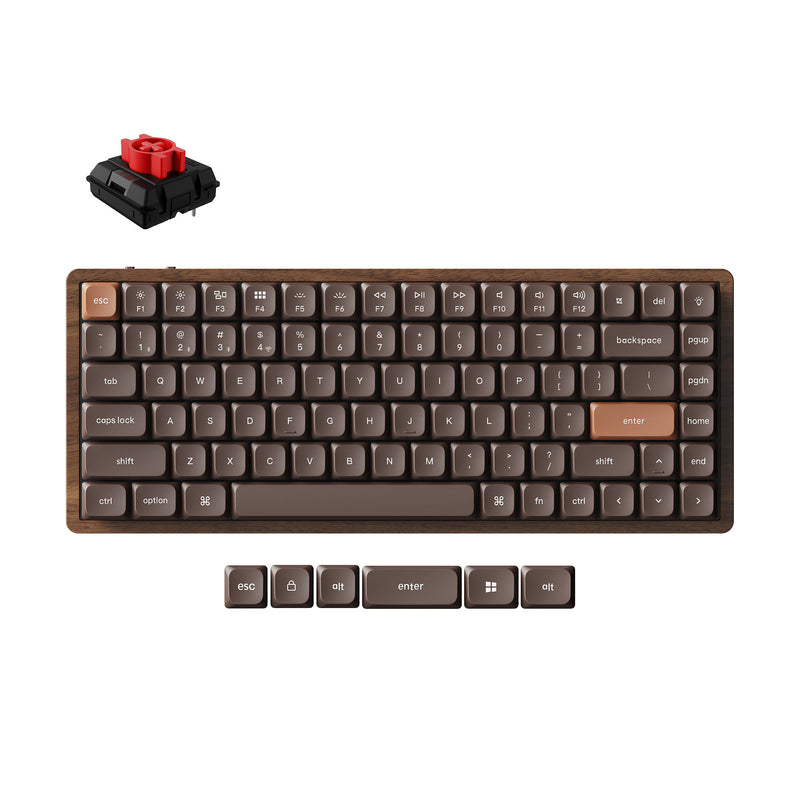 Laden Sie das Bild in Galerie -Viewer, Keychron k3 max-h1w all-wood special edition rgb mechanisch toetsenbord (houtkleur, us lay-out (qwerty), milk pom red, 75%, rgb leds, double-shot pbt, hot swap, 2.4ghz | bluetooth 5.1 | usb-c)
