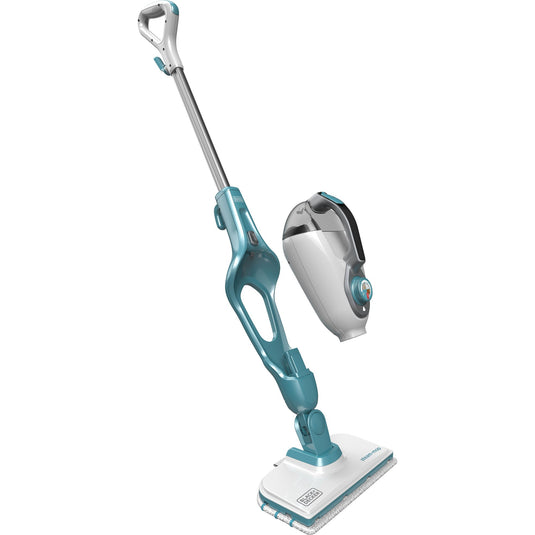 Black+decker fsmh1321 1600w steam-mop met 6 accessoires stoomreiniger (wit blauwgrijs)