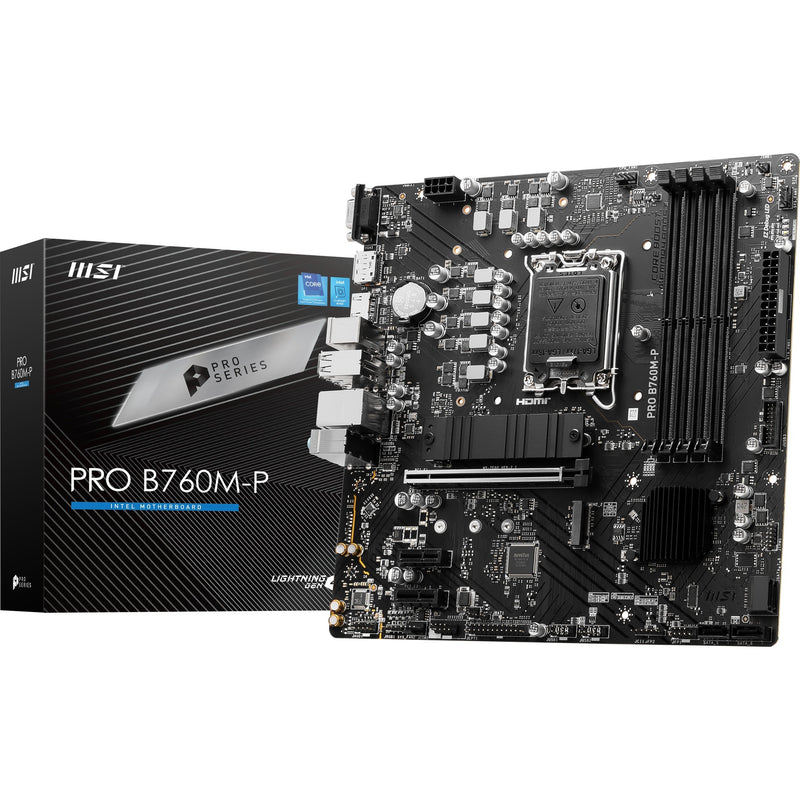 Load image into Gallery viewer, Msi pro b760m-p socket 1700 moederbord (zwart, raid, gb-lan, sound, µatx)

