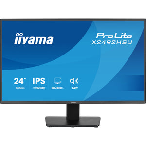 Iiyama prolite x2492hsu-b1 24 monitor (zwart (mat), 1x displayport, 1x hdmi, 2x usb-a, 120 hz)