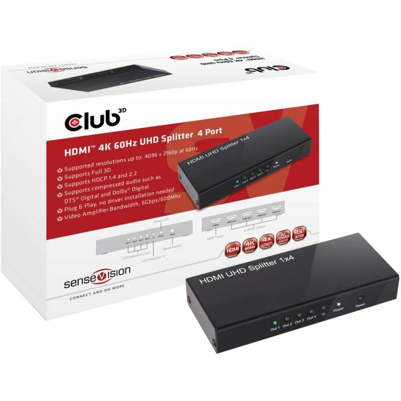 Load image into Gallery viewer, Club 3d hdmi 2.0 uhd splitter 4 ports hdmi splitter (zwart)
