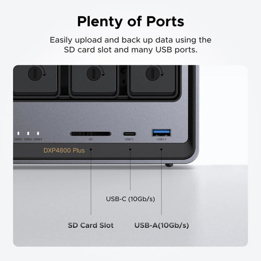 Ugreen nasync dxp4800 plus (grijs, 2.5gb-lan, 10gb-lan, hdmi, 4x usb-a, usb-c)